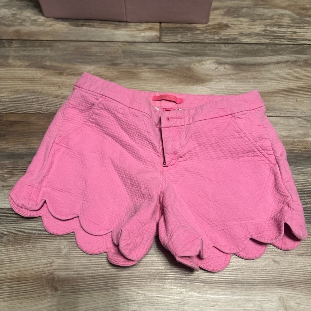 Pink Scalloped Women Shorts